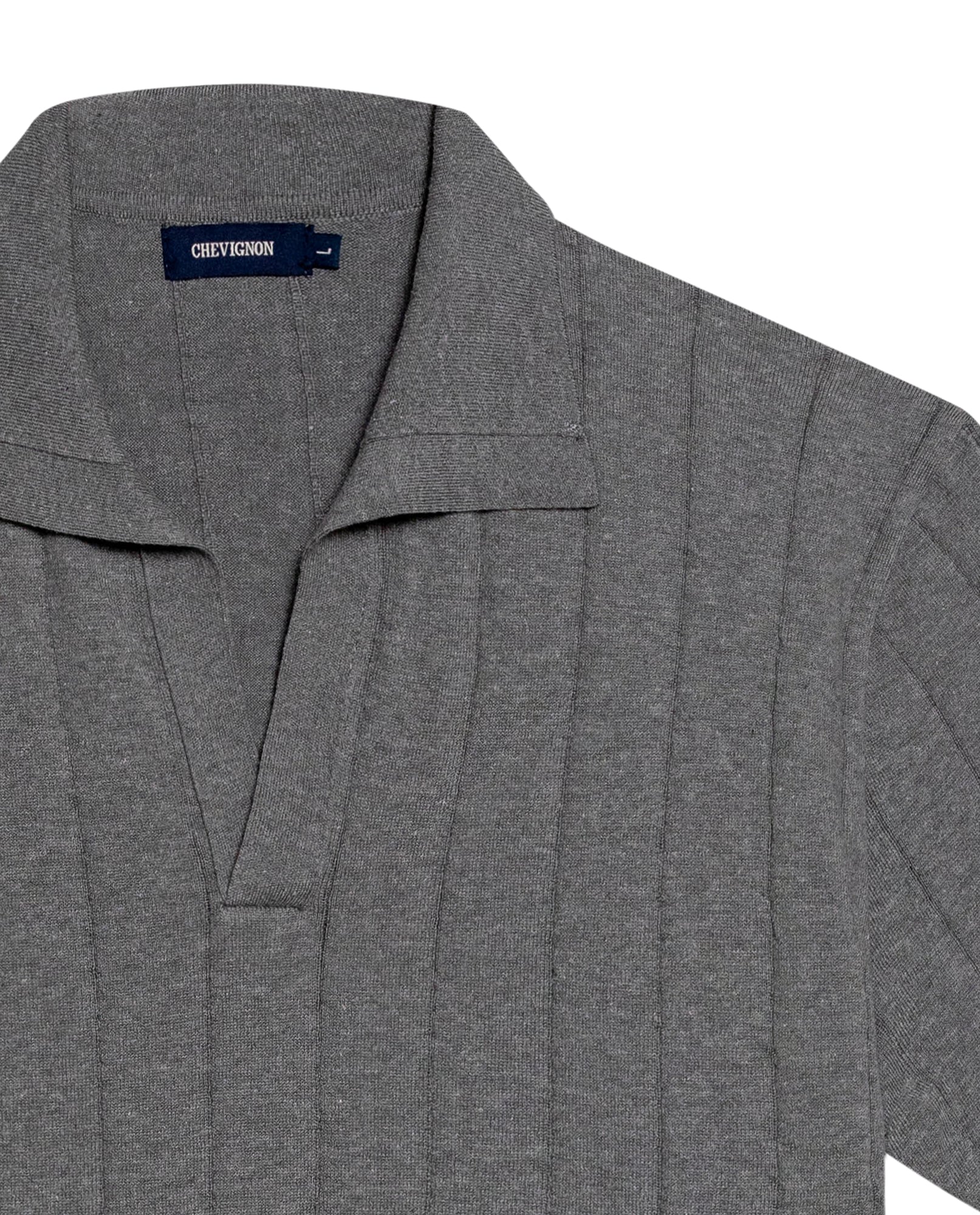 Men's Knitted Polo Shirt - Gray - 7