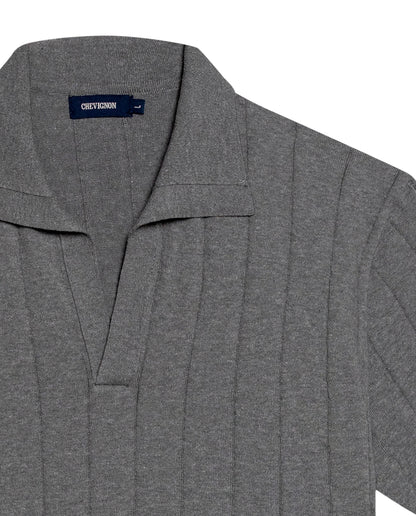 Men's Knitted Polo Shirt - Gray - 7