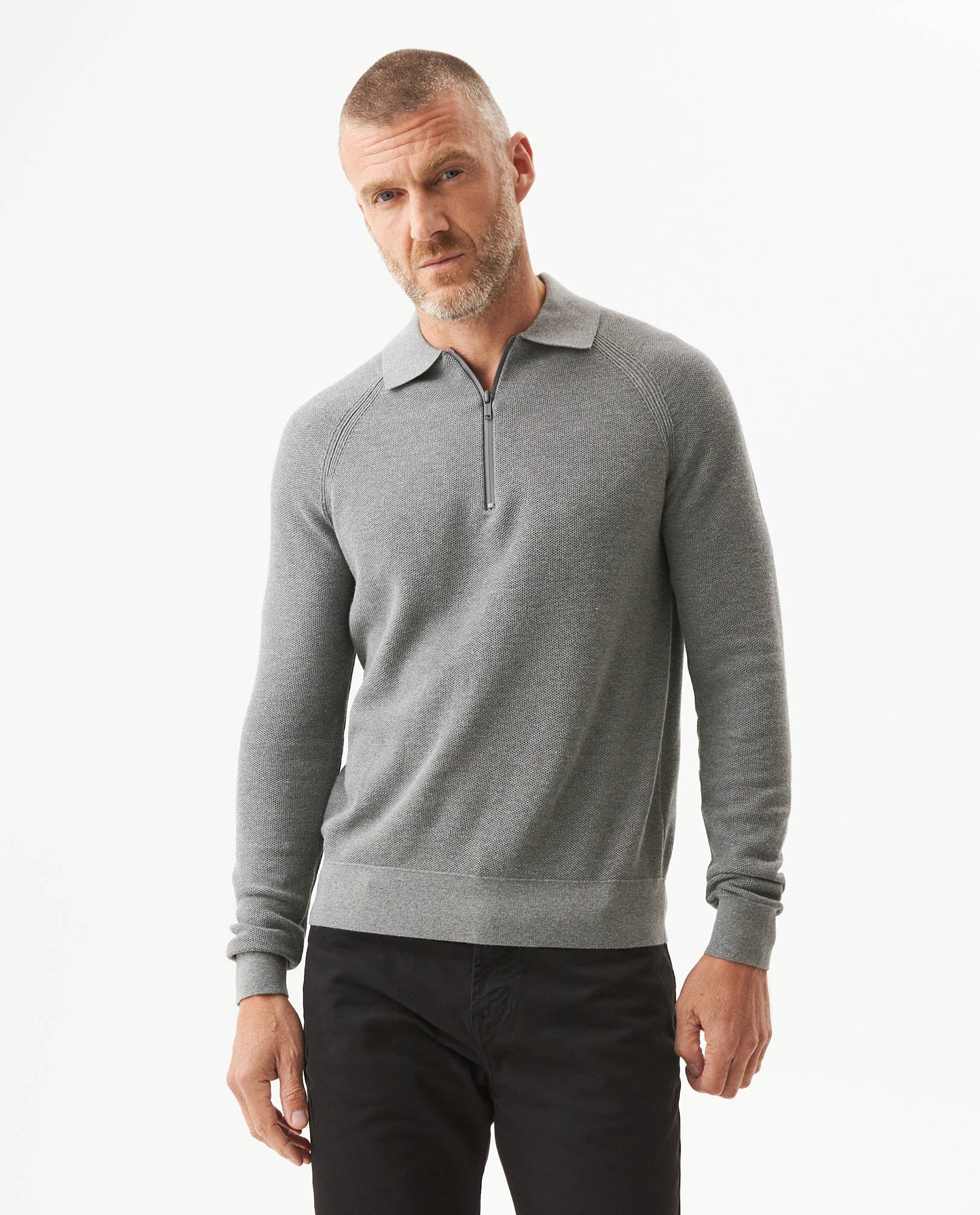 Men's CoolMax Half-Zip Polo Collar Sweater, Twilight - 1