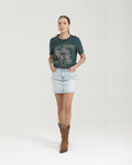 Women's Graphic T-Shirt Ribbed Neck Relaxed Fit Localized Print in Cotton - 1