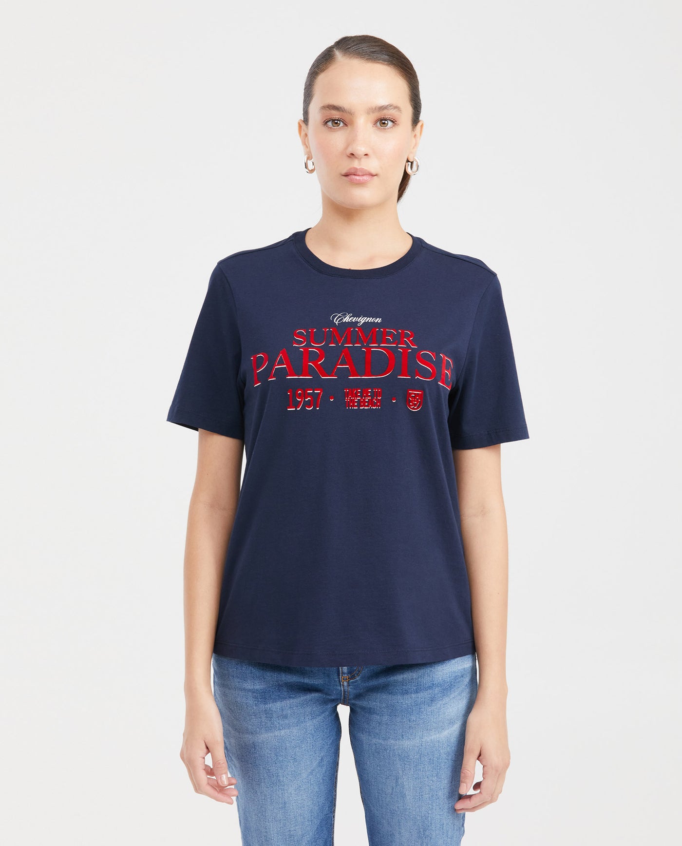 Women's Graphic T-Shirt Print Flock Semi-Fitted in Cotton  - 1