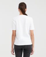 Women's Graphic Print T-Shirt Semi-Fitted in Cotton with Stone Embellishments - 3