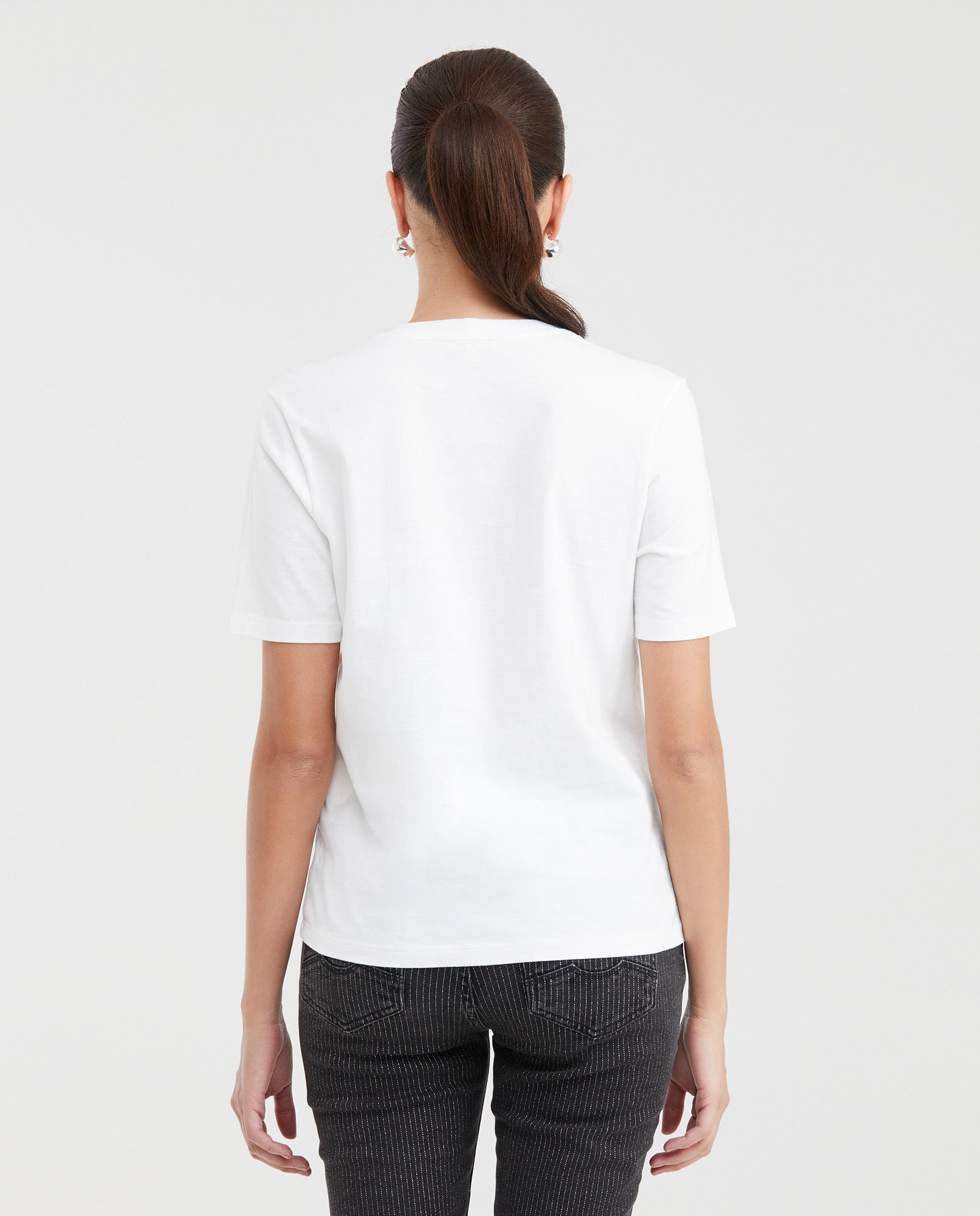 Women's Graphic Print T-Shirt Semi-Fitted in Cotton with Stone Embellishments - 3