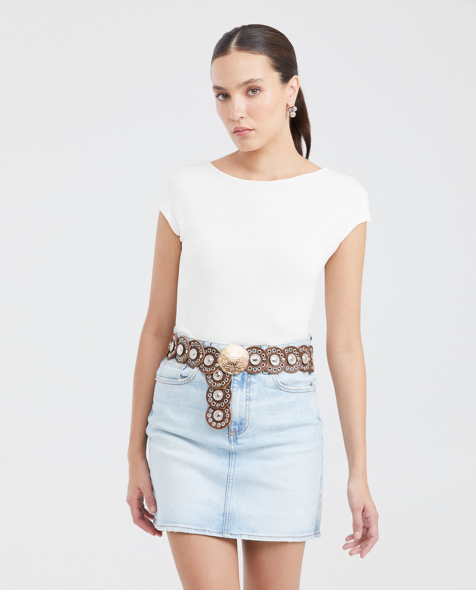 Women's Fitted High Mock Neck Fashion Top with Mesh Detail in Polyester-Elastane  - 1