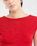 Women's Fitted High Mock Neck Fashion Top with Mesh Detail in Polyester-Elastane  - 2
