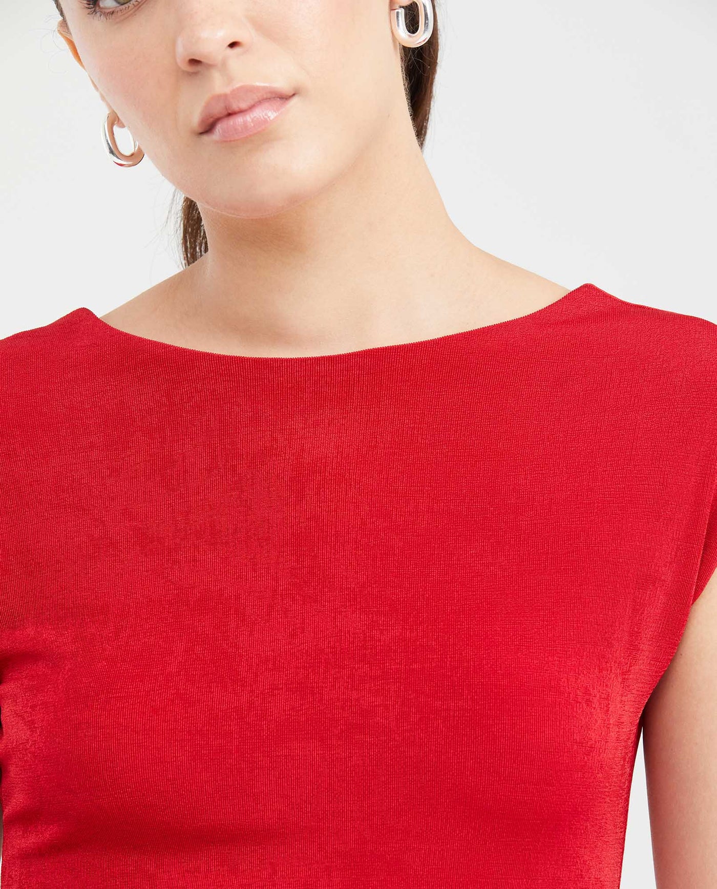 Women's Fitted High Mock Neck Fashion Top with Mesh Detail in Polyester-Elastane  - 2