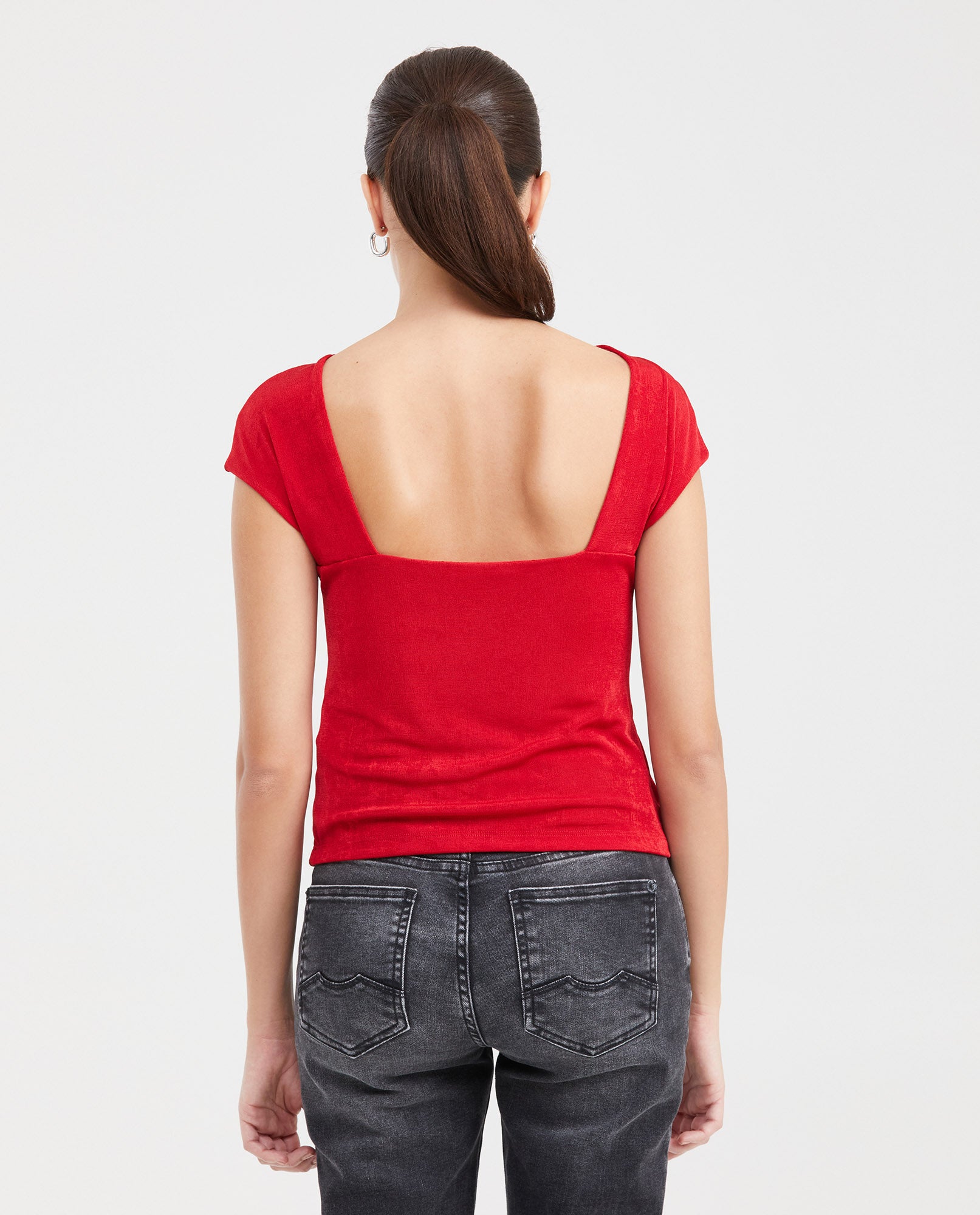 Women's Fitted High Mock Neck Fashion Top with Mesh Detail in Polyester-Elastane  - 3