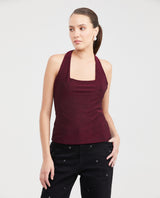 Women's Fitted Halter Neck Fashion Top with Lurex Knit in Polyamide-Elastane - 1