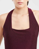 Women's Fitted Halter Neck Fashion Top with Lurex Knit in Polyamide-Elastane - 2