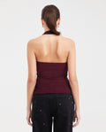 Women's Fitted Halter Neck Fashion Top with Lurex Knit in Polyamide-Elastane - 3