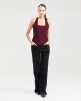 Women's Fitted Halter Neck Fashion Top with Lurex Knit in Polyamide-Elastane - 6