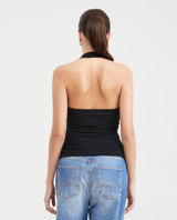 Women's Fitted Halter Neck Fashion Top with Lurex Knit in Polyamide-Elastane - 3