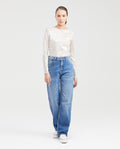 Women's Fitted Mesh Fashion Top with Long Sleeves and Glossy Finish in Polyester-Elastane - 7