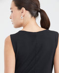Women's Fitted Sleeveless Fashion Top with Almond Neckline in Cotton-Elastane - 4