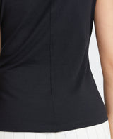 Women's Fitted Sleeveless Fashion Top with Almond Neckline in Cotton-Elastane - 5