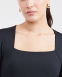 SQUARENECK LONGSLEEVE TOP IN BLACK