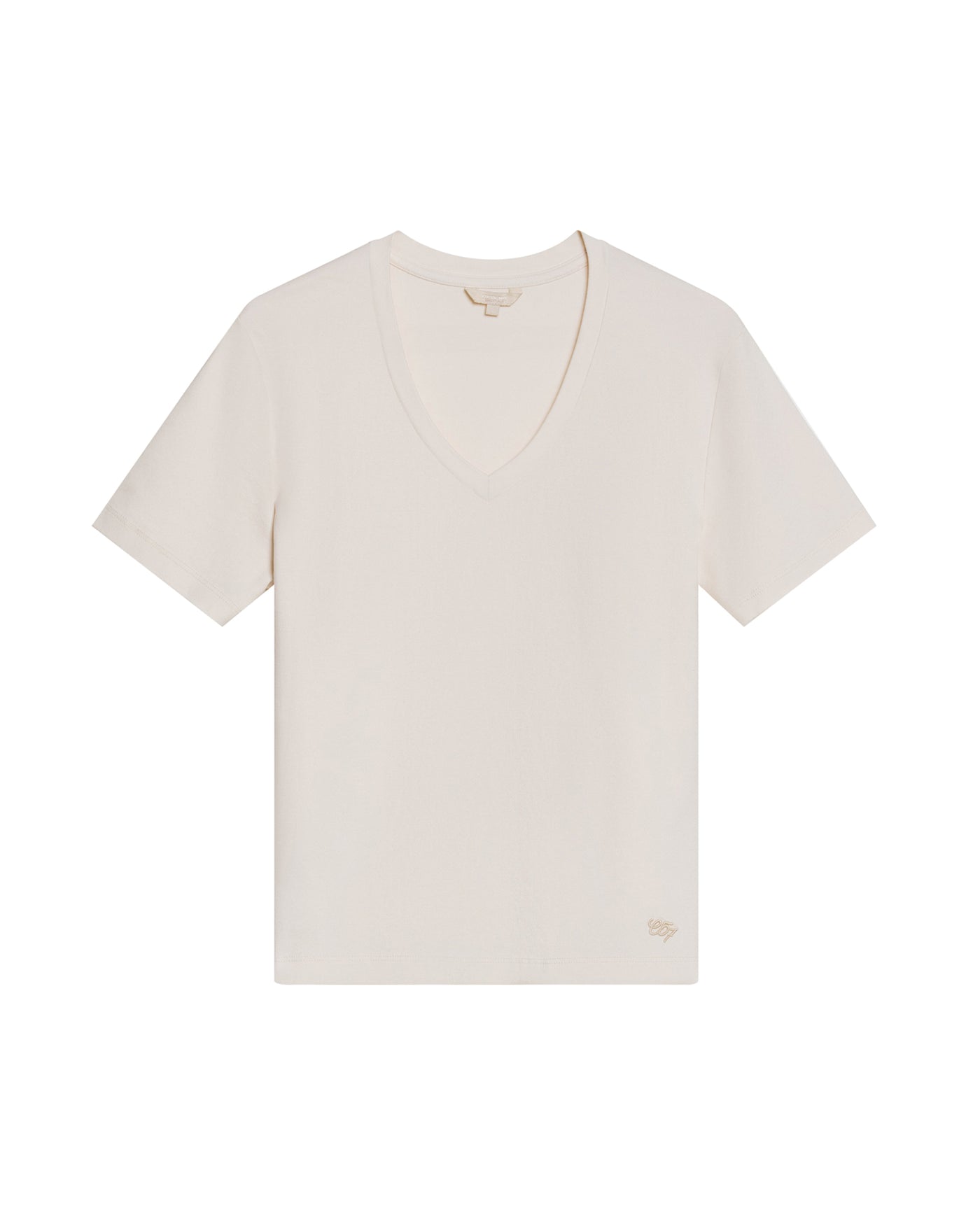 Womens T-Shirt Essential Straight Silhouette V-Neck Short Sleeve Cotton - Raw 63_701H000_CRU110606_3
