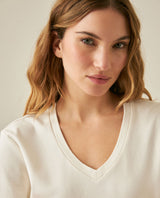 Womens T-Shirt Essential Straight Silhouette V-Neck Short Sleeve Cotton - Raw 63_701H000_CRU110606_5