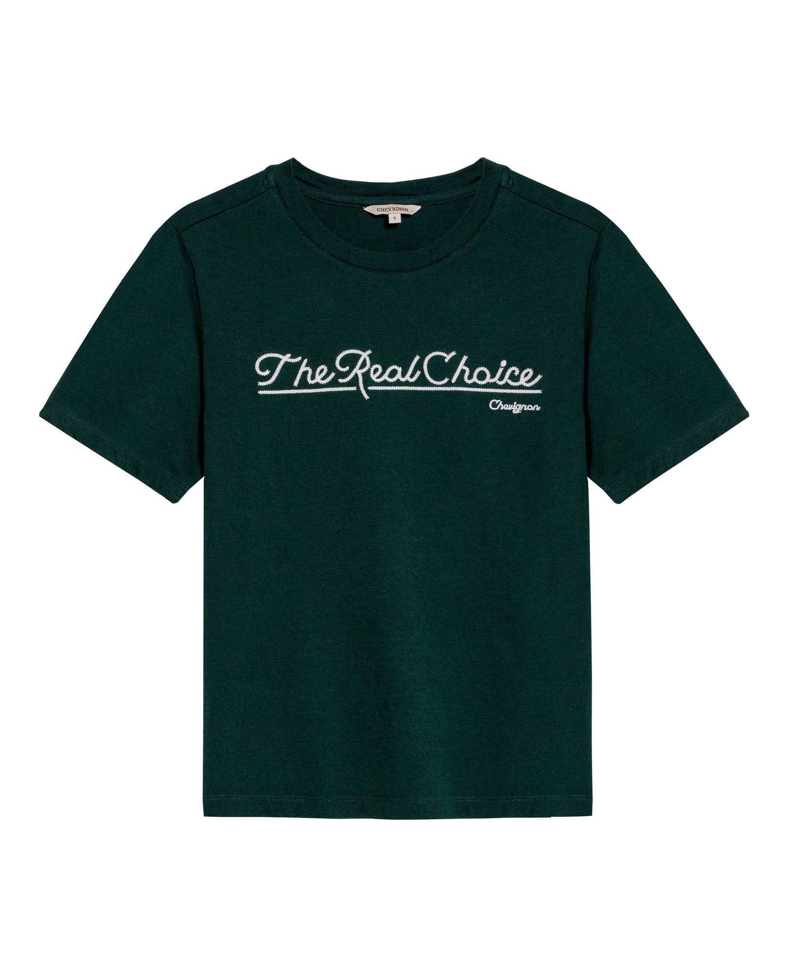 Womens T-Shirt Graphic Slim Fit Crewneck Cotton Soft Embroidered The Real Choice - Dark Green 63_701H001_VER195406_3