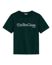 Womens T-Shirt Graphic Slim Fit Crewneck Cotton Soft Embroidered The Real Choice - Dark Green 63_701H001_VER195406_3