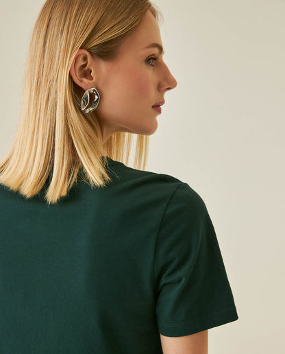 Womens T-Shirt Graphic Slim Fit Crewneck Cotton Soft Embroidered The Real Choice - Dark Green 63_701H001_VER195406_6