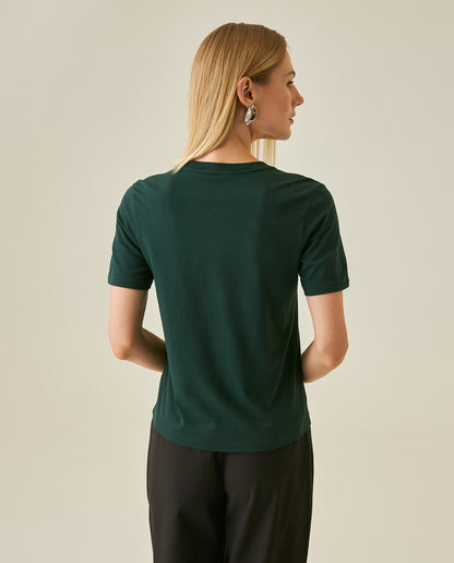 Womens T-Shirt Graphic Slim Fit Crewneck Cotton Soft Embroidered The Real Choice - Dark Green 63_701H001_VER195406_7