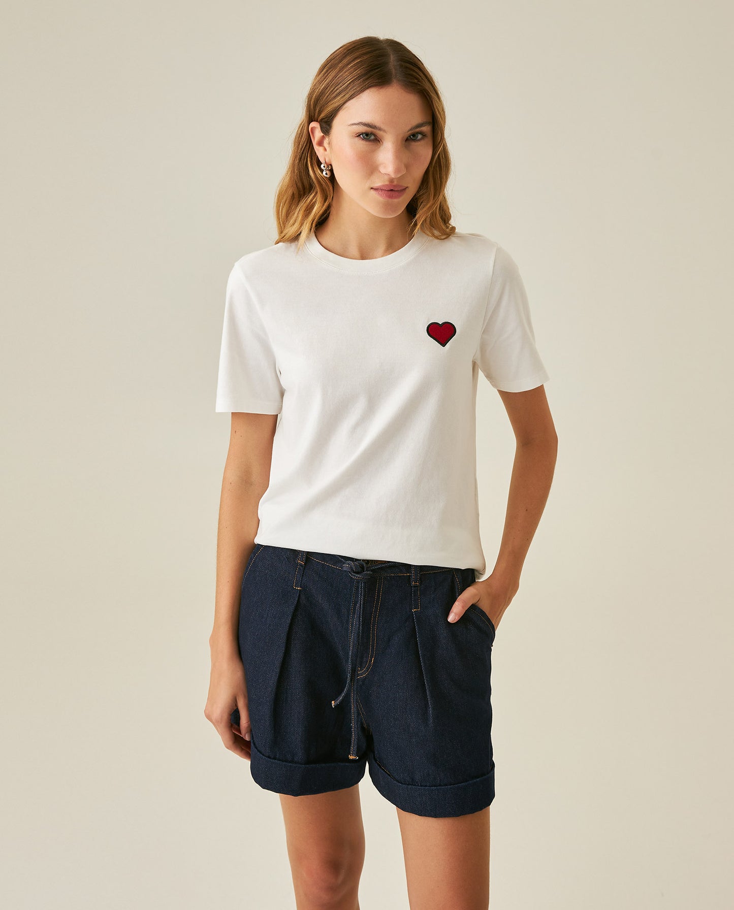 Womens T-Shirt Graphic Slim Fit Crewneck Cotton Soft Multiple Embroidered Patches Preppy - Raw 63_701H002_CRU110606_0