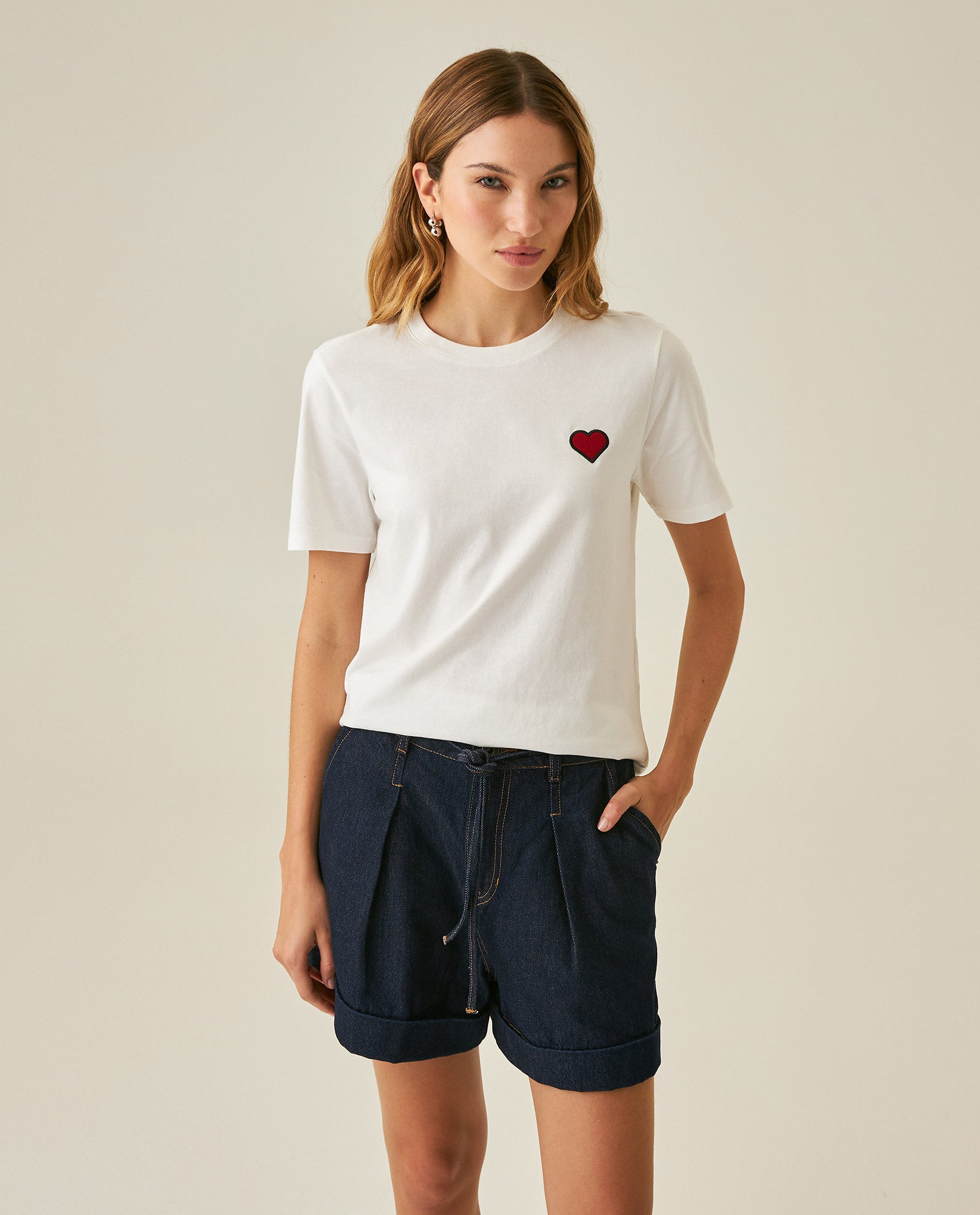 Womens T-Shirt Graphic Slim Fit Crewneck Cotton Soft Multiple Embroidered Patches Preppy - Raw 63_701H002_CRU110606_0