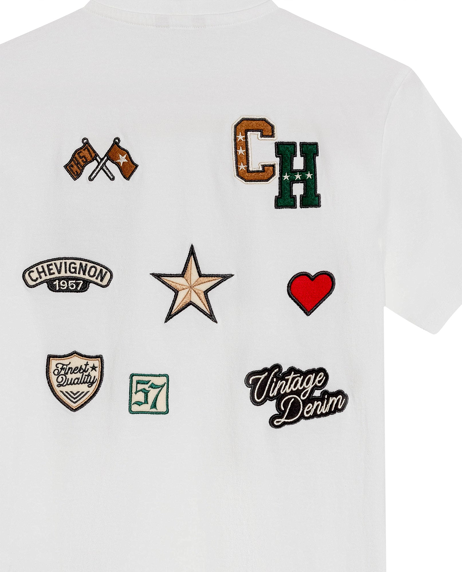 Womens T-Shirt Graphic Slim Fit Crewneck Cotton Soft Multiple Embroidered Patches Preppy - Raw 63_701H002_CRU110606_8