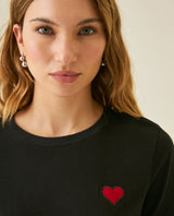 Womens T-Shirt Graphic Slim Fit Crewneck Cotton Soft Multiple Embroidered Patches Preppy - Black 63_701H002_NEG194004_5