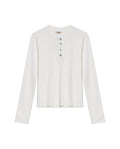 Womens T-Shirt Fashion Fitted Mandarin Collar Half Placket Viscose–Elastane Ribbed Texture - Raw 63_701H003_CRU110606_3