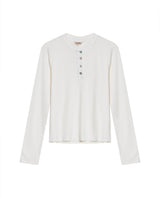 Womens T-Shirt Fashion Fitted Mandarin Collar Half Placket Viscose–Elastane Ribbed Texture - Raw 63_701H003_CRU110606_3