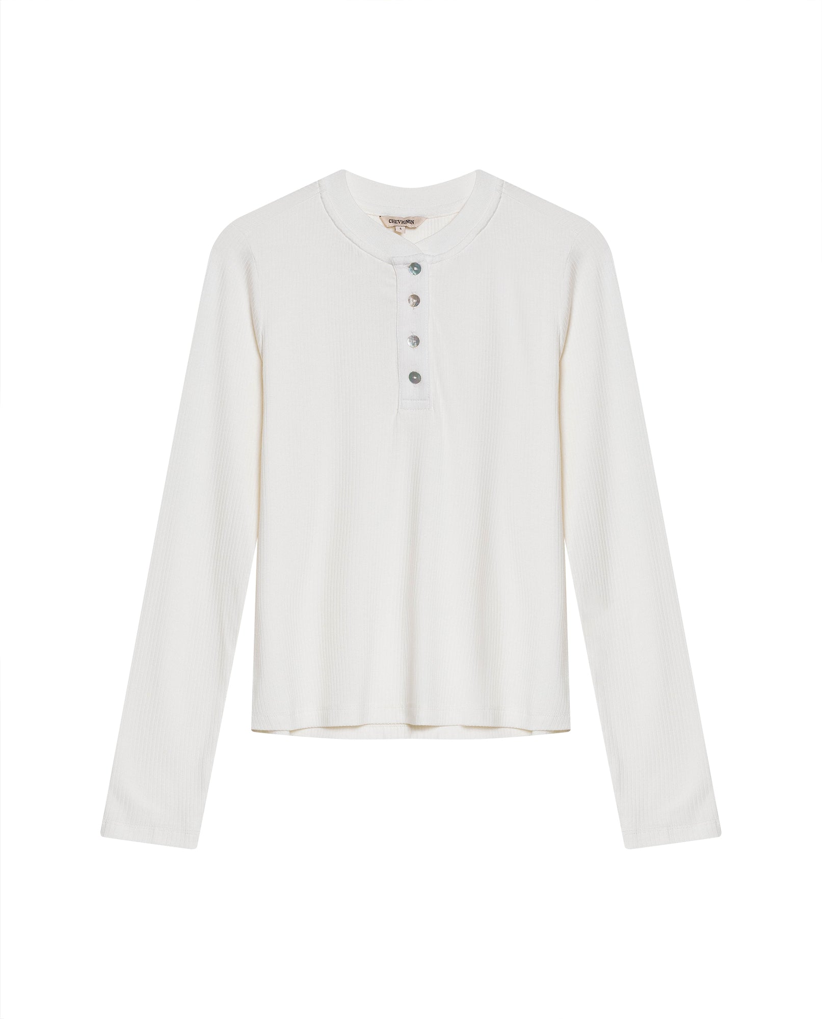 Womens T-Shirt Fashion Fitted Mandarin Collar Half Placket Viscose–Elastane Ribbed Texture - Raw 63_701H003_CRU110606_3