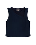 Womens T-Shirt Fitted Asymmetric Neckline Cotton Blend Lined - Blue 63_701H005_AZU193924_3
