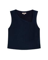 Womens T-Shirt Fitted Asymmetric Neckline Cotton Blend Lined - Blue 63_701H005_AZU193924_3