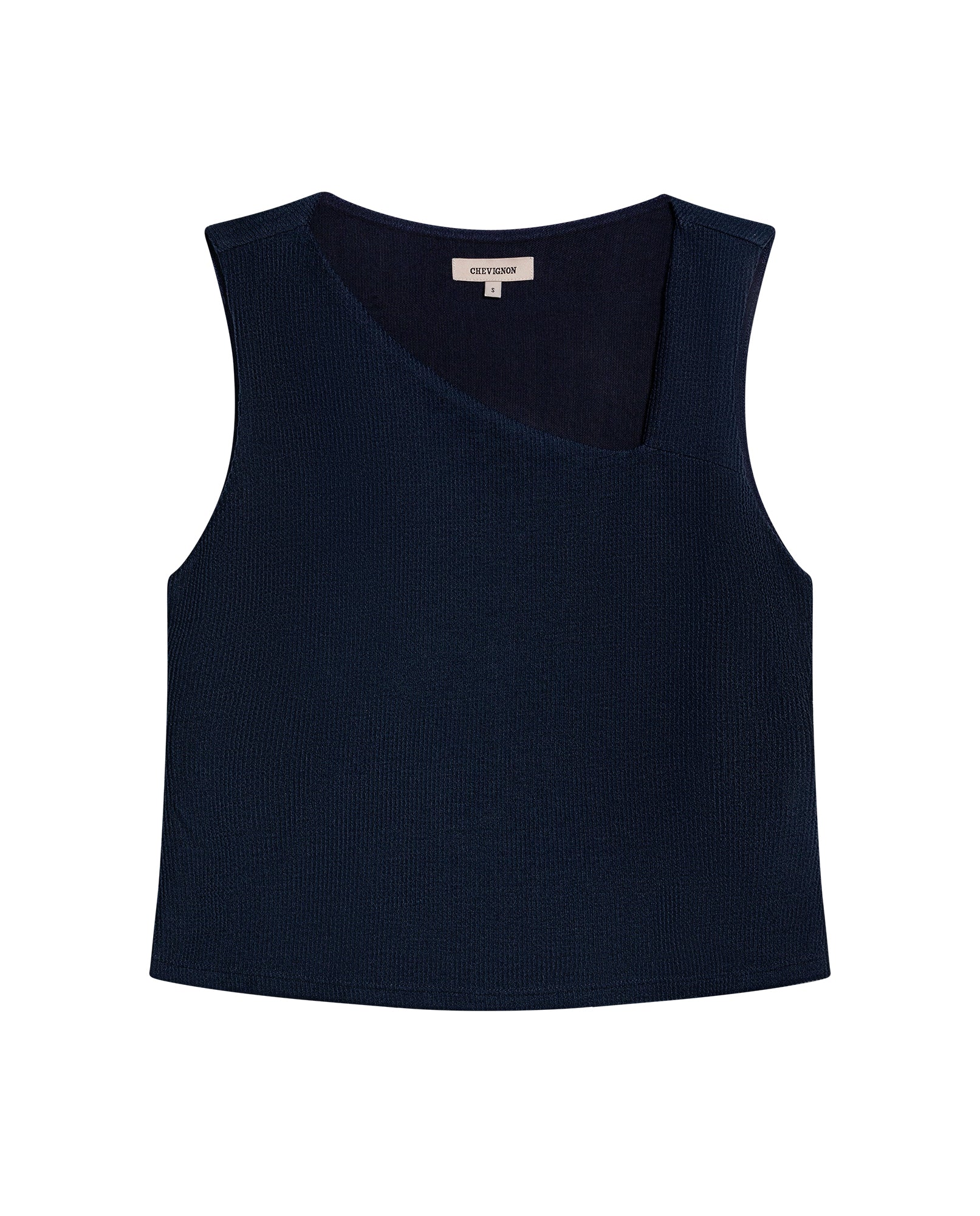 Womens T-Shirt Fitted Asymmetric Neckline Cotton Blend Lined - Blue 63_701H005_AZU193924_3