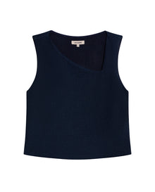 Womens T-Shirt Fitted Asymmetric Neckline Cotton Blend Lined - Blue 63_701H005_AZU193924_3