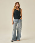 Womens T-Shirt Fitted Asymmetric Neckline Cotton Blend Lined - Blue 63_701H005_AZU193924_4