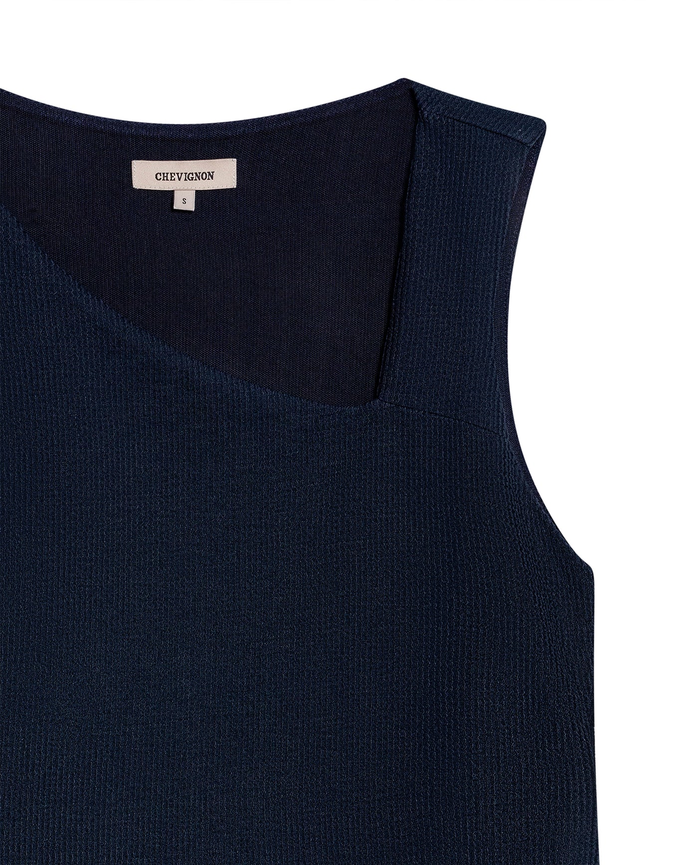 Womens T-Shirt Fitted Asymmetric Neckline Cotton Blend Lined - Blue 63_701H005_AZU193924_8