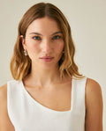 Womens T-Shirt Fitted Asymmetric Neckline Cotton Blend Lined - Raw 63_701H005_CRU110606_5