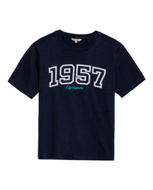 Womens T-Shirt Graphic Slim Fit Cotton 1957 Caviar Print Heritage - Blue 63_701H007_AZU193924_3