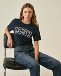 Womens T-Shirt Graphic Slim Fit Cotton 1957 Caviar Print Heritage - Blue 63_701H007_AZU193924_4