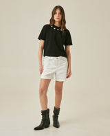 Womens T-Shirt Oversized Crewneck Cotton Mirror Studs Neckline - Black 63_701H008_NEG194004_4