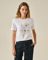 Womens T-Shirt Graphic Slim Fit Cotton Bead Bugle Embroidery - White 63_701H009_BLA110601_0