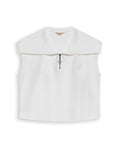 Womens T-Shirt Vest Style Half Zip Rayon Blend Embroidered Knit - Raw 63_701H011_CRU110606_3