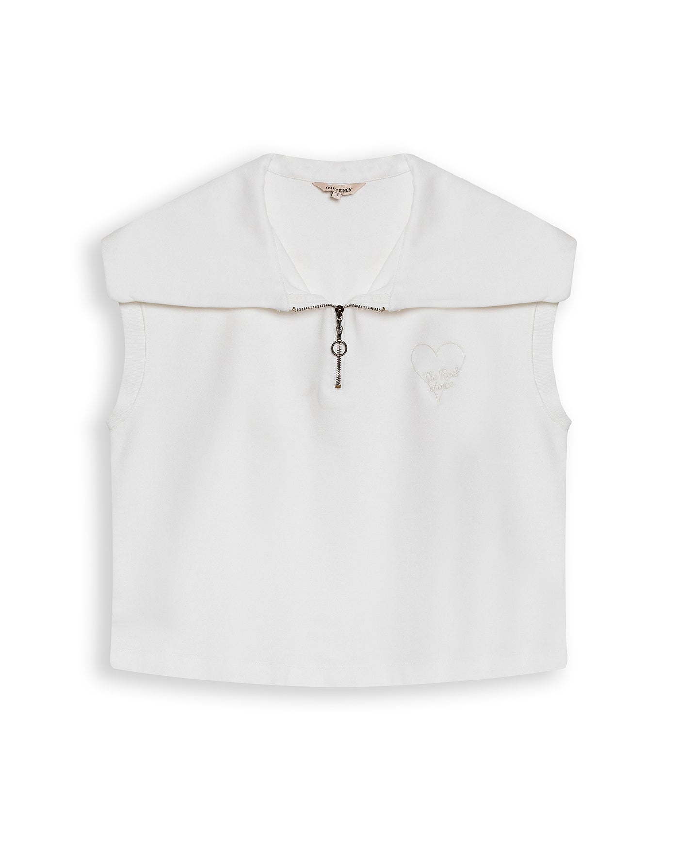 Womens T-Shirt Vest Style Half Zip Rayon Blend Embroidered Knit - Raw 63_701H011_CRU110606_3