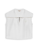Womens T-Shirt Vest Style Half Zip Rayon Blend Embroidered Knit - Raw 63_701H011_CRU110606_3