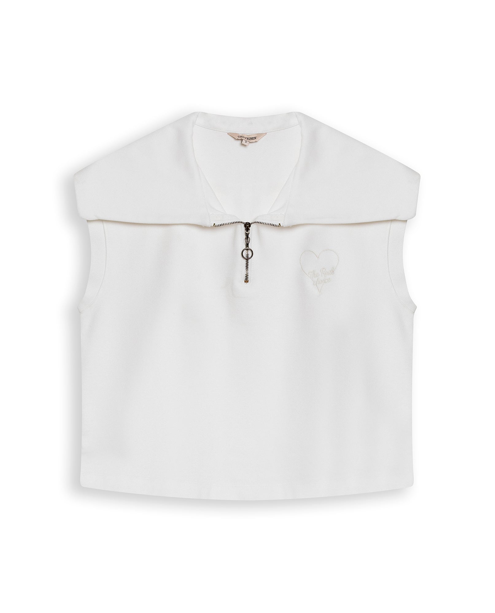 Womens T-Shirt Vest Style Half Zip Rayon Blend Embroidered Knit - Raw 63_701H011_CRU110606_3