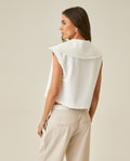 Womens T-Shirt Vest Style Half Zip Rayon Blend Embroidered Knit - Raw 63_701H011_CRU110606_6