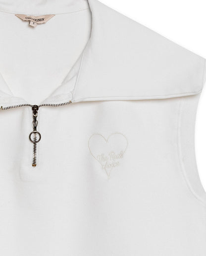 Womens T-Shirt Vest Style Half Zip Rayon Blend Embroidered Knit - Raw 63_701H011_CRU110606_8